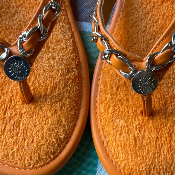 🌞 YELLOW BOX ORANGE TERRYCLOTH EMBELLISHED SANDALS 🌞 NWOT 🌞NWOB 🌞 - Picture 7 of 16